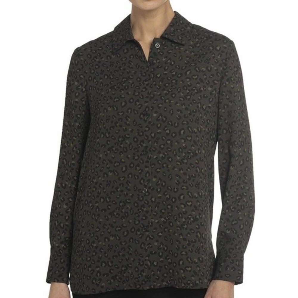 Chelsea & Theodore Leopard Printed Button-Up Blouse NWT Size XL Animal